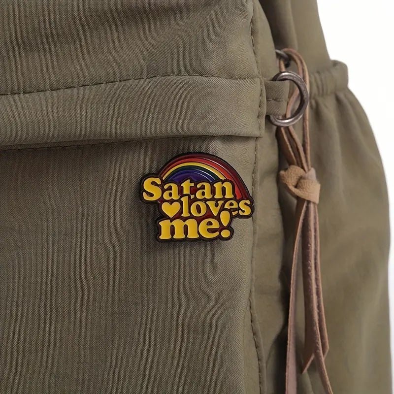 Satan Loves Me Rainbow Enamel Pin - PrideBooth