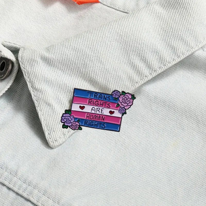 Trans Rights Are Human Rights Flag Badge Brooch Enamel Metal Lapel Pin - PrideBooth