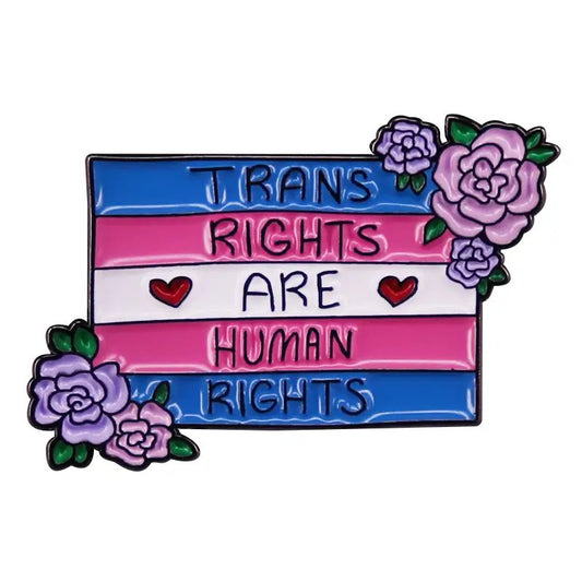 Trans Rights Are Human Rights Flag Badge Brooch Enamel Metal Lapel Pin - PrideBooth