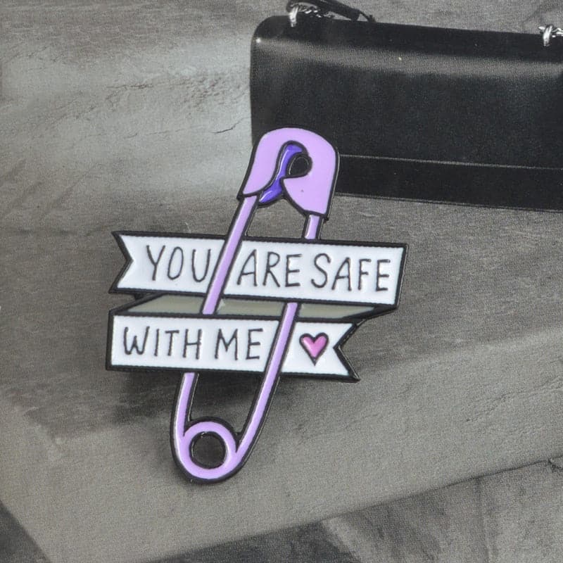You Are Safe With Me Safety Pin Enamel Pin - PrideBooth