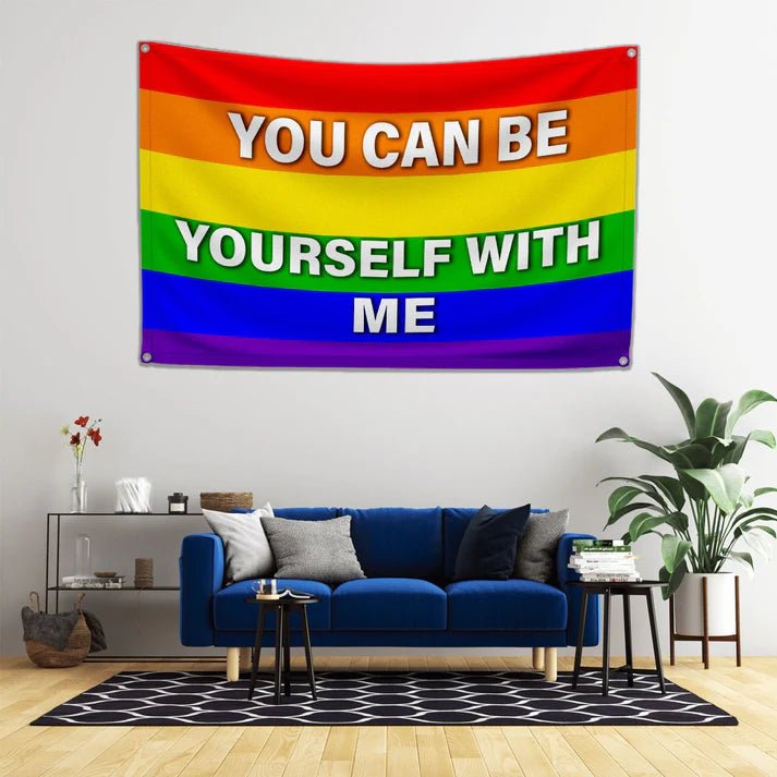 You Can Be Yourself With Me Flag 3x5 FT - PrideBooth