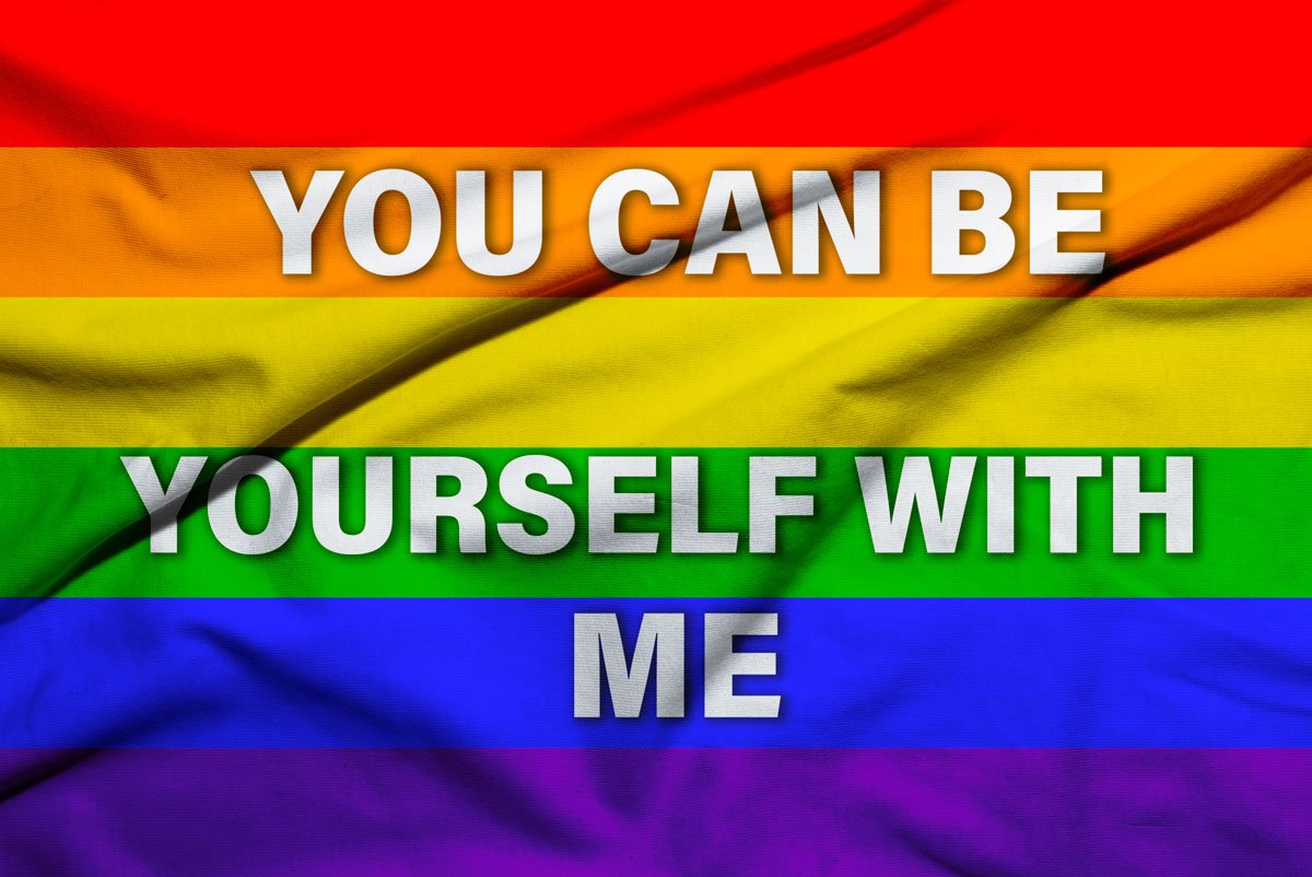 You Can Be Yourself With Me Flag 3x5 FT - PrideBooth