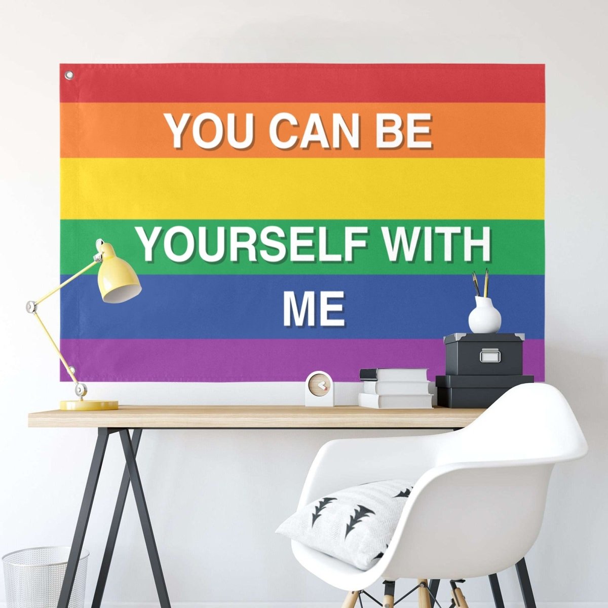 You Can Be Yourself With Me Flag 3x5 FT - PrideBooth