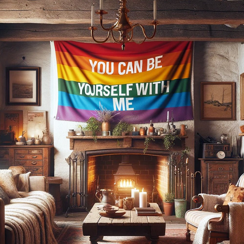 You Can Be Yourself With Me Flag 3x5 FT - PrideBooth