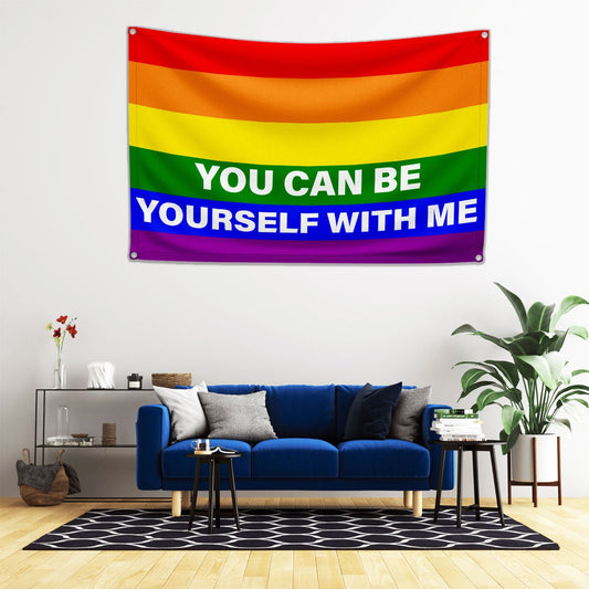 You Can Be Yourself With Me Flag - PrideBooth