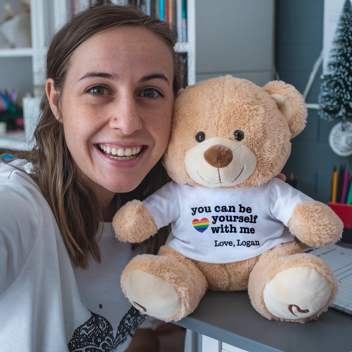 You can be yourself with me - Plush Teddy Pride Gift - PrideBooth