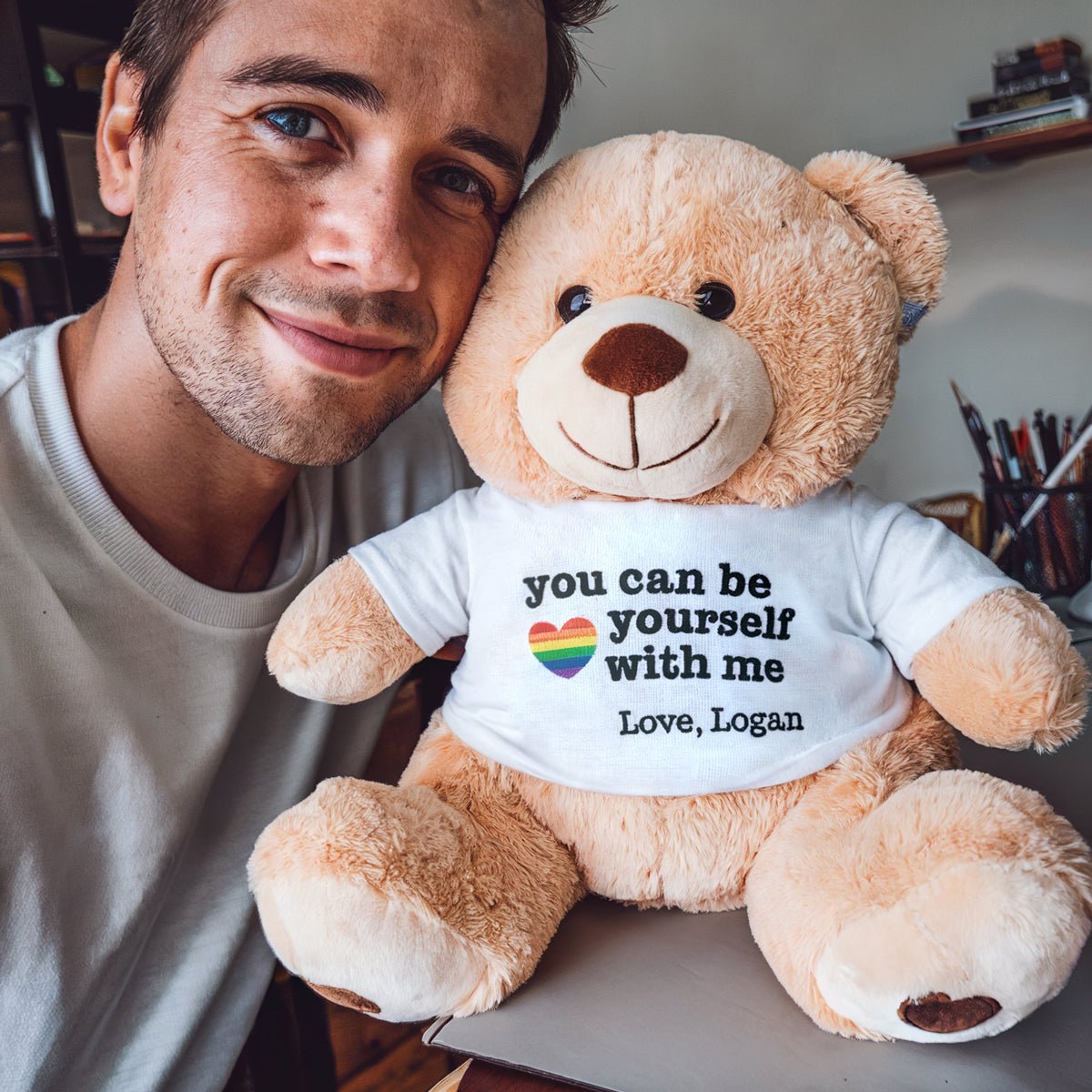 You can be yourself with me - Plush Teddy Pride Gift - PrideBooth