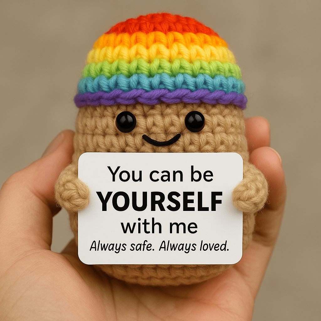 You can be yourself with me - Pride Ally Crochet Doll - PrideBooth