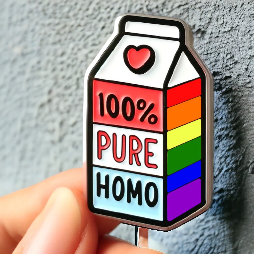 100% Pure Homo - Funny LGBT Pride Pin - PrideBooth