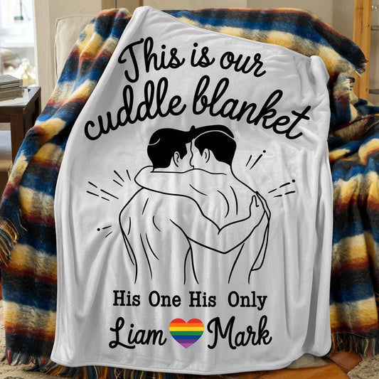 Custom Gay Couple Cuddle Blanket - PrideBooth