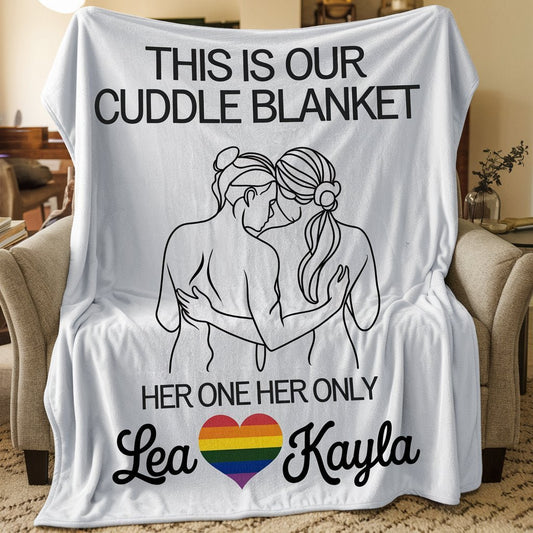 Custom Lesbian Couple Cuddle Blanket - PrideBooth