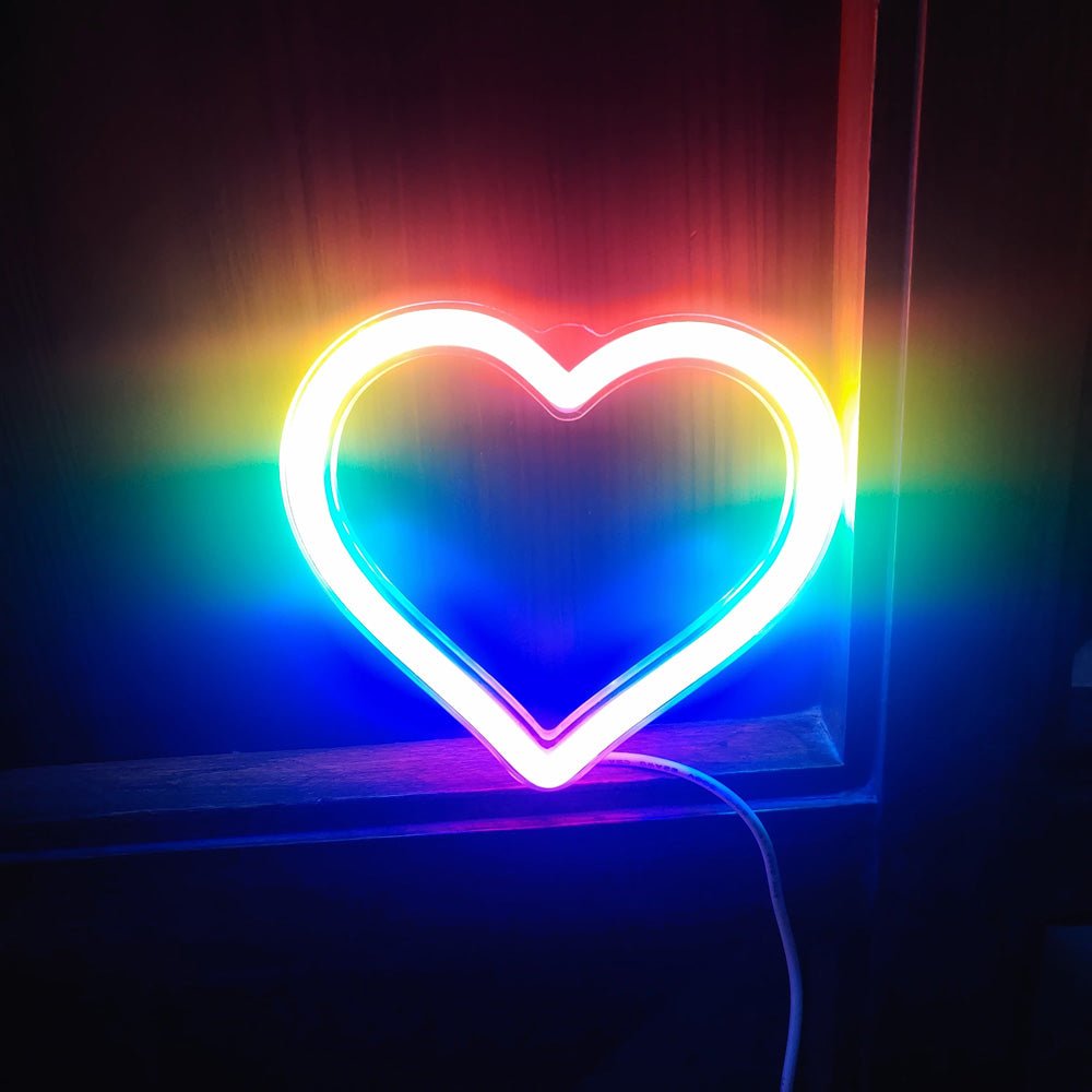 Free Rainbow Heart Neon Sign - PrideBooth