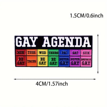 Funny GAY AGENDA LGBTQ Pride Pin - PrideBooth