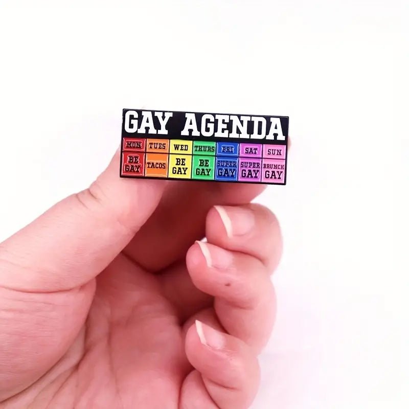 Funny GAY AGENDA LGBTQ Pride Pin - PrideBooth