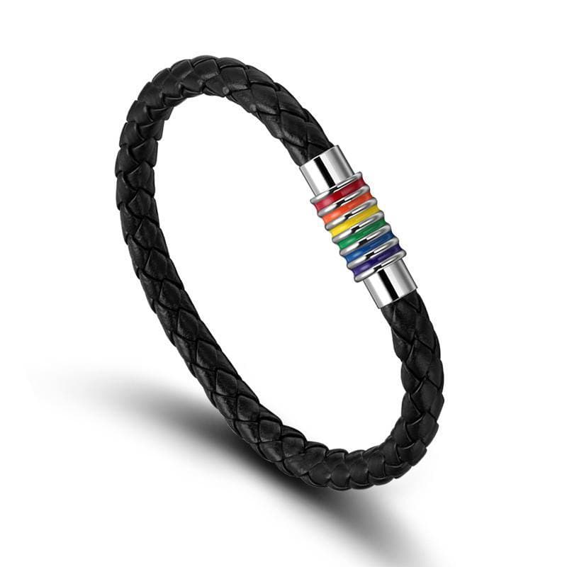 Gay Pride Leather Bracelet - PrideBooth