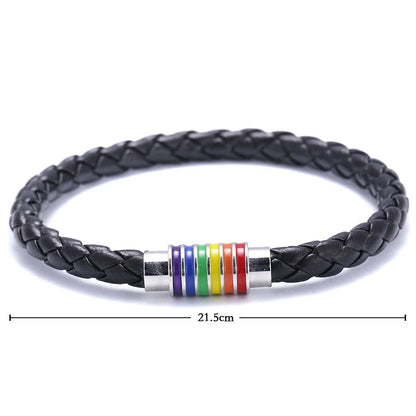 Gay Pride Leather Bracelet - PrideBooth