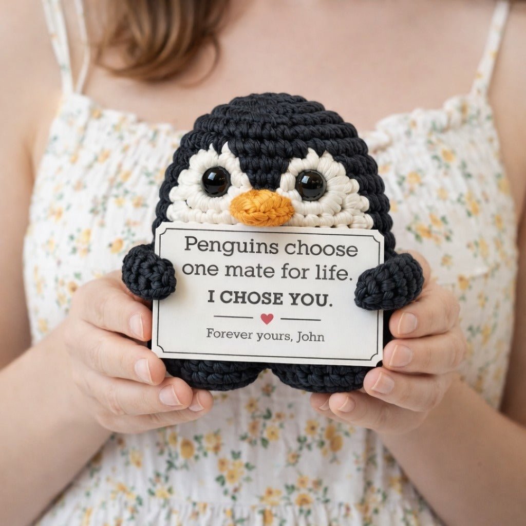 I Chose You - Custom Penguin Crochet valentine's Gift - PrideBooth