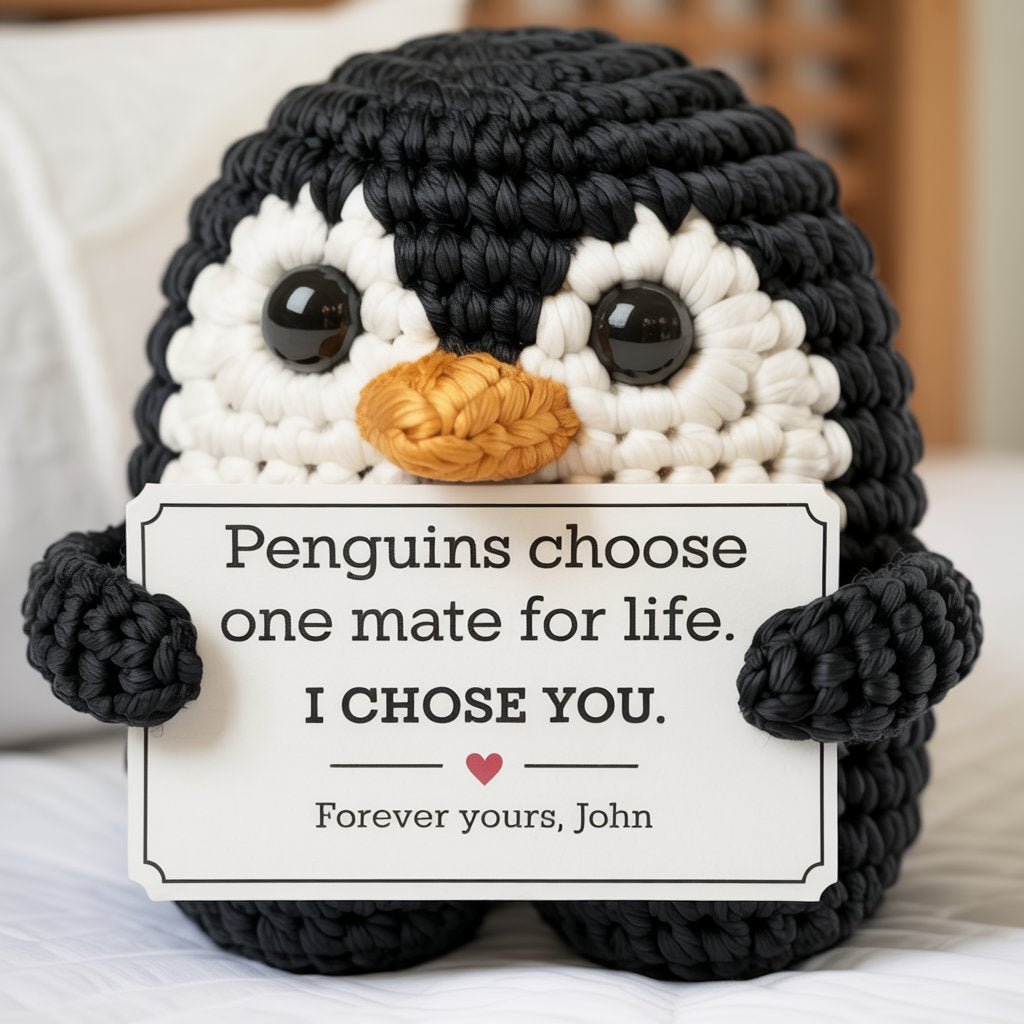 I Chose You - Custom Penguin Crochet valentine's Gift - PrideBooth