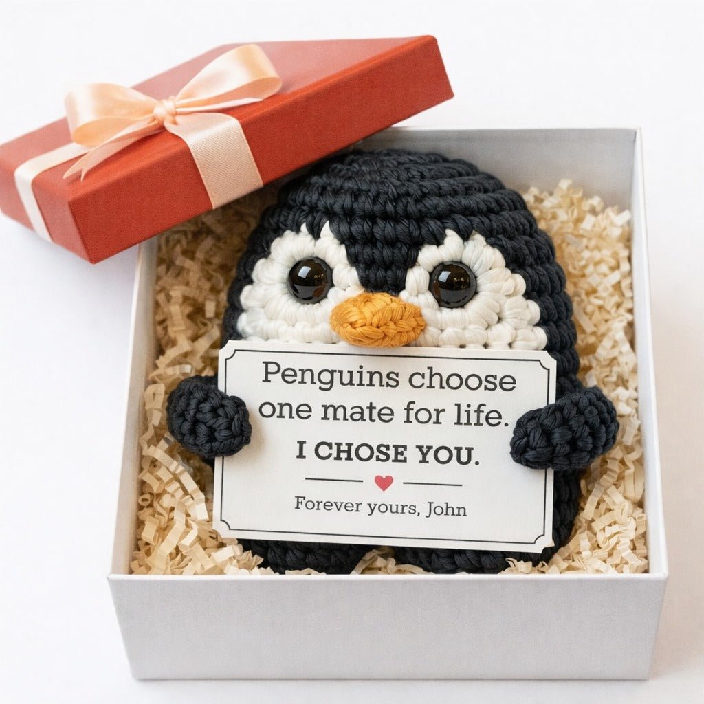 I Chose You - Custom Penguin Crochet valentine's Gift - PrideBooth