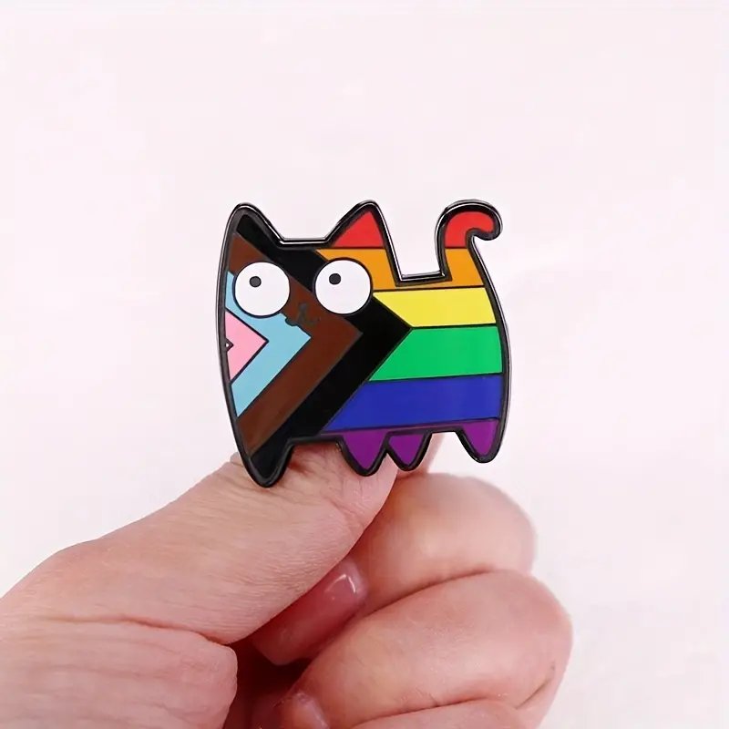 LGBTQ Pride Enamel Pin - Rainbow Cat Brooch - PrideBooth