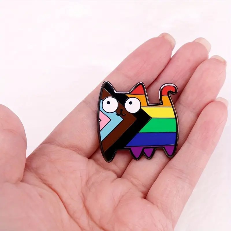 LGBTQ Pride Enamel Pin - Rainbow Cat Brooch - PrideBooth