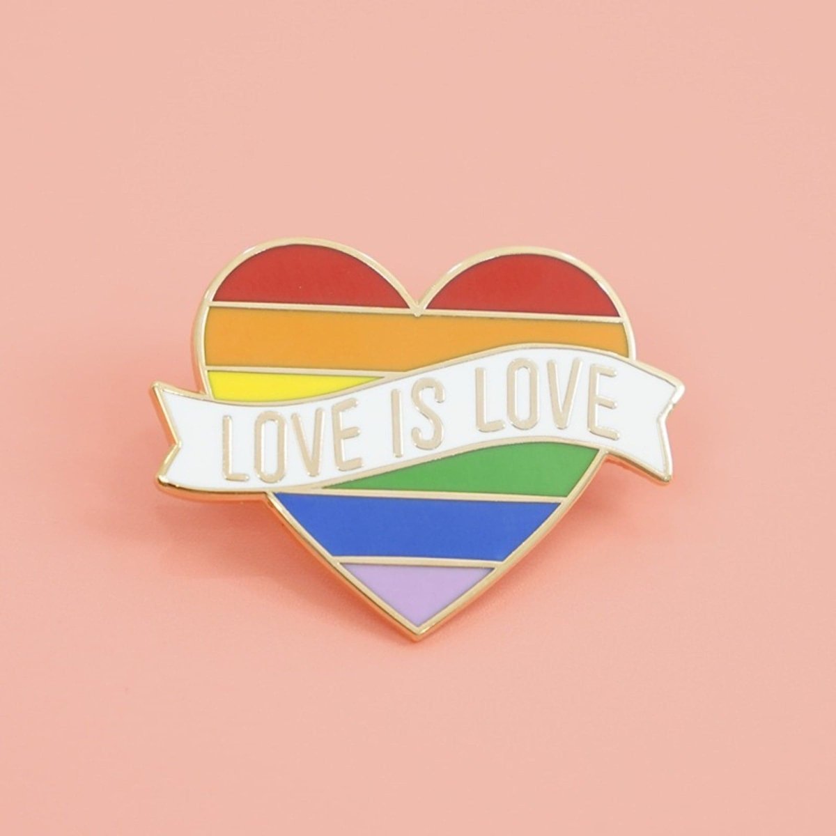 Love is Love Rainbow Heart Enamel Pin - PrideBooth