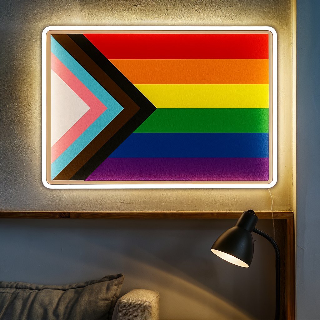 Progressive Rainbow Pride Flag Neon Sign - PrideBooth