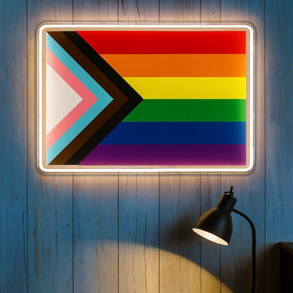 Progressive Rainbow Pride Flag Neon Sign - PrideBooth