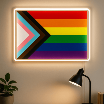 Progressive Rainbow Pride Flag Neon Sign - PrideBooth
