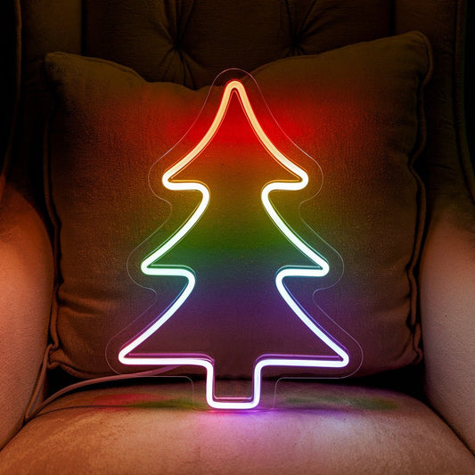 Rainbow Christmas Tree Neon Sign - PrideBooth