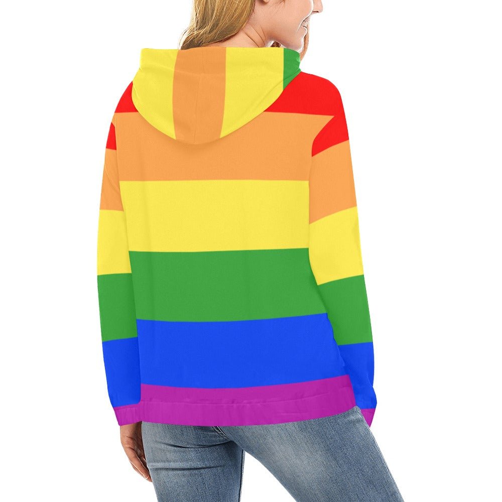 Rainbow Gay Pride Flag Womens All Over Print Hoodie(USA Size) (Model H13) - PrideBooth