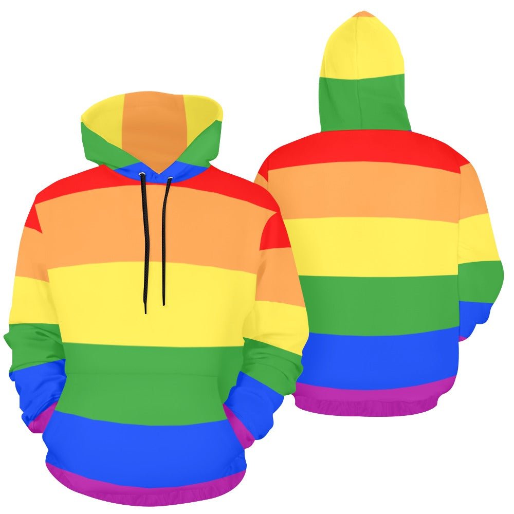 Rainbow Gay Pride Flag Womens All Over Print Hoodie(USA Size) (Model H13) - PrideBooth