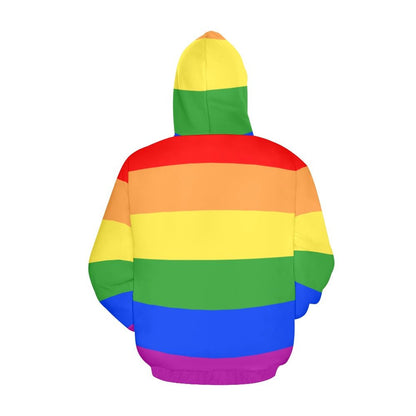 Rainbow Gay Pride Flag Womens All Over Print Hoodie(USA Size) (Model H13) - PrideBooth