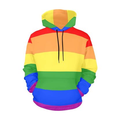 Rainbow Gay Pride Flag Womens All Over Print Hoodie(USA Size) (Model H13) - PrideBooth