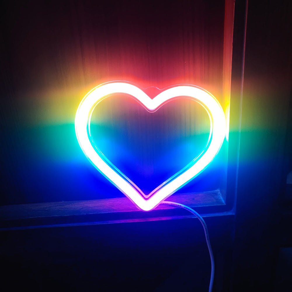 Rainbow Heart LED Neon Sign - PrideBooth