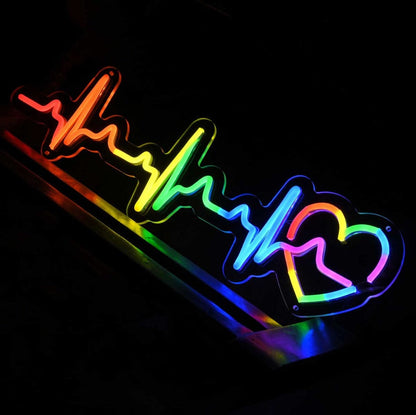 Rainbow Heartbeat Neon Sign - PrideBooth