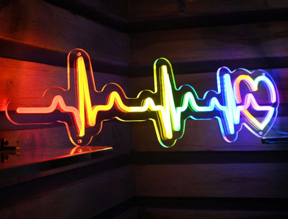 Rainbow Heartbeat Neon Sign - PrideBooth