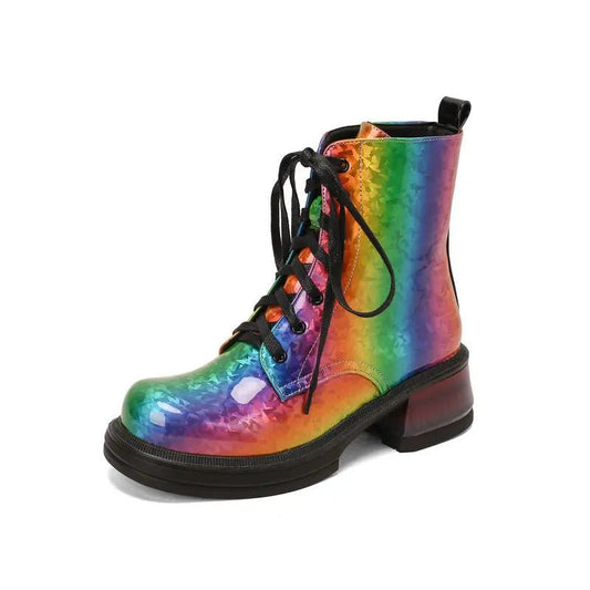 Rainbow Leather Boots - Stride with Pride 🌈 - PrideBooth