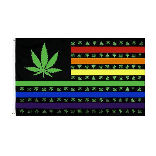 Rainbow Marijuana USA Stars Gay Pride Flag - PrideBooth