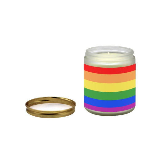 Rainbow Pride Frosted Glass Candle Cup - Large Size (Lavender&Lemon) - PrideBooth