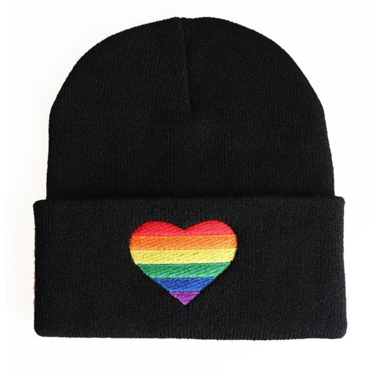 Rainbow Pride Heart Knitted Beanie - PrideBooth