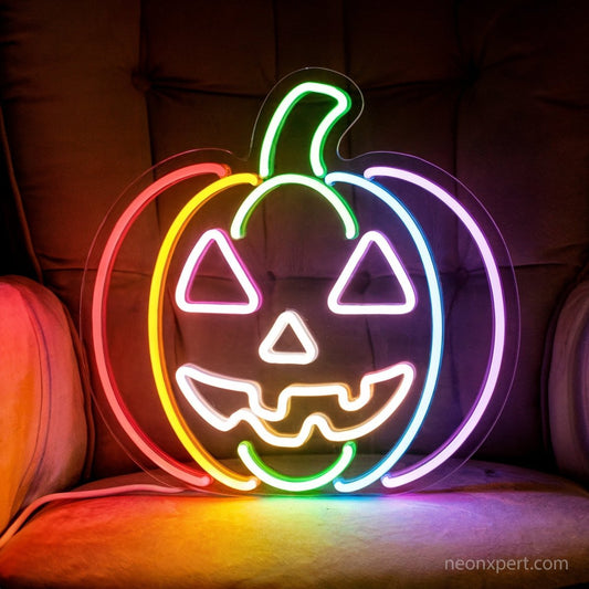 Rainbow Pumpkin Neon Sign Halloween Decor - PrideBooth