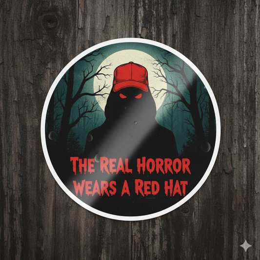 Real Horror Wears A Red Hat - Sticker - PrideBooth