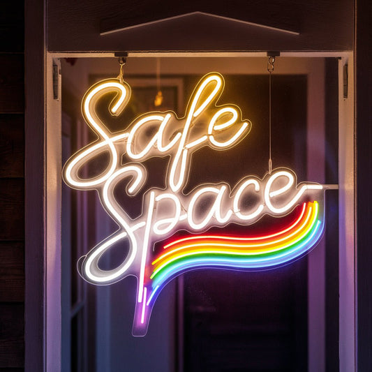 Safe Space Rainbow Strips LED Neon Sign - PrideBooth