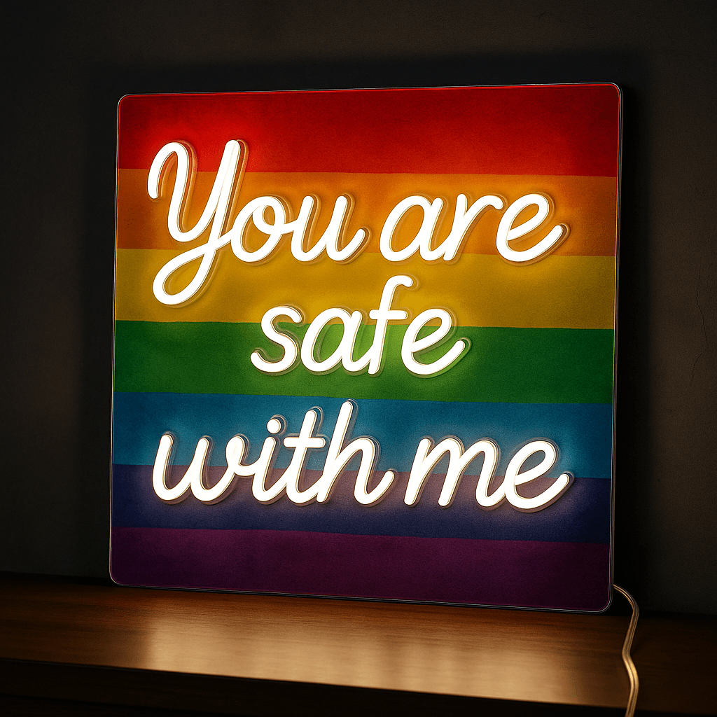 Sign Me Sign You are safe with me Neon Sign - PrideBooth