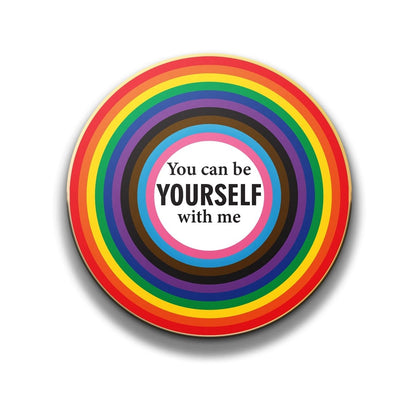 You Can Be Yourself With Me - Round Enamel Pin - PrideBooth