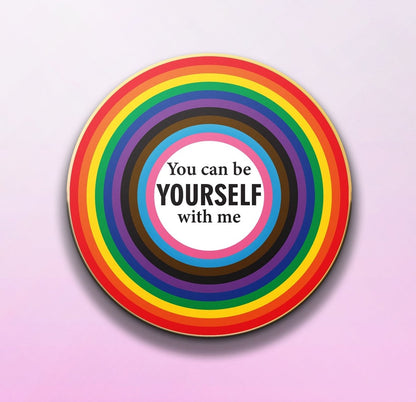 You Can Be Yourself With Me - Round Enamel Pin - PrideBooth